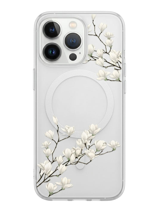 Transparent Flower MagSafe Phone Case For iPhone