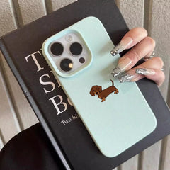 Minimalist Brown Dachshund Dog Phone Case For iPhone | Soft TPU Cover