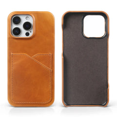 Genuine Leather with Card Slot Case For iPhone | Aesthetic Vintage Phone Back Cover