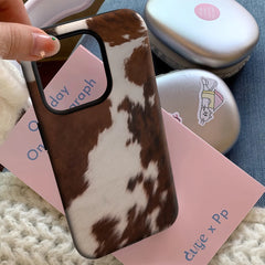 Brown & White Cowhide Case for iPhone | Double-layer Back Cover