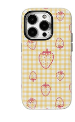 Girly Yellow Strawberry Phone Case for iPhone | Double-layer Tough Case | Magnetic Phone Case