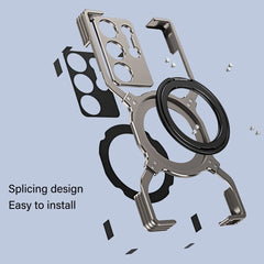 Aluminum Metal Bumper MagSafe Case with Camera Lens and Kickstand for Samsung Galaxy