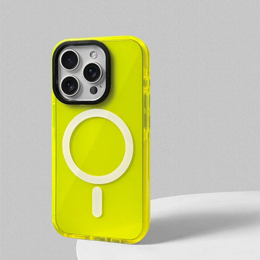 Soft Silicone Neon Clear MagSafe Phone Case For iPhone