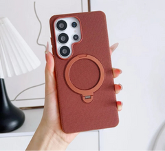 Tech-Woven Fabric Magnetic Phone Case | 360° Ring Stand & MagSafe Compatible Back Cover for Samsung Galaxy