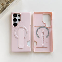Magnetic Wallet Card Holder Case with Push-Pull Ring Stand for Samsung Galaxy