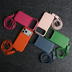 Crossbody Lanyard Genuine Leather Phone Case for iPhone