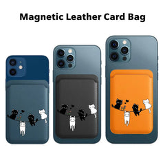 Cute Cat Print Magnetic Card Holder | MagSafe Wallet Cover