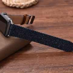 Vintage Woolen Leather Strap For Apple Watch