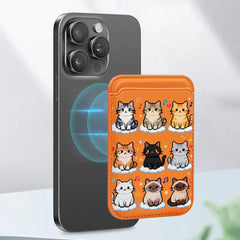 Cute Mosaic Cat Pattern Magnetic Card Holder | MagSafe Wallet Cover