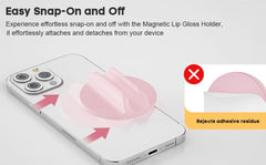 Magnetic Lip Gloss Holder | 2-in-1 Silicone Lipstick Phone Grip with Built-in Mirror | Makeup Stand Bracket