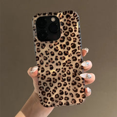 Glittered Leopard Print Phone Case For iPhone | Soft TPU Shockproof Cover