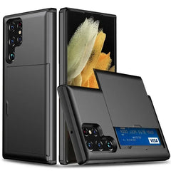 Heavy Duty Shockproof Phone Case With Card Holder Cover For Samsung Galaxy