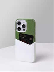 MagSafe Card Holder Two-Toned Leather Case For iPhone