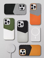 MagSafe Card Holder Two-Toned Leather Case For iPhone