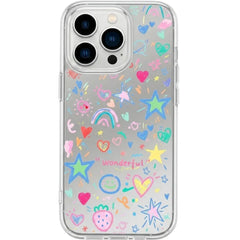 Colorful Doodle Stars And Hearts Back Mirror Phone Case For iPhone
