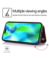 Leather Wallet Case for iPhone with Double Button Card Slot and Kickstand