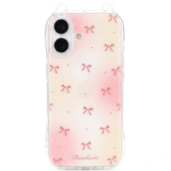 Dyeing Powder Bow Phone Case For iPhone with Cat Ears | Transparent Cover