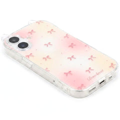 Dyeing Powder Bow Phone Case For iPhone with Cat Ears | Transparent Cover