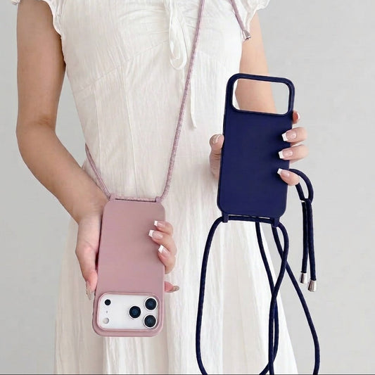 Liquid Silicone Crossbody Lanyard Cord Soft Case for iPhone