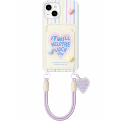 Colorful Striped Wallet Phone Case for iPhone | Cute 3D Heart Silicone Cover