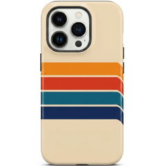 Magnetic Retro Stripe Case for iPhone | Shockproof Hard Acrylic Protective Cover