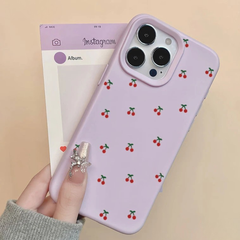 Cute Cherry Print Silicone Phone Cover For iPhone