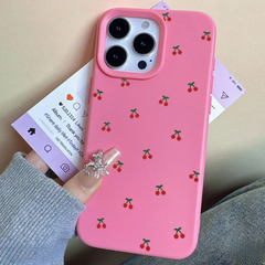 Cute Cherry Print Silicone Phone Cover For iPhone