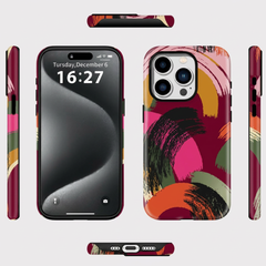 Abstract Art Phone Case for iPhone | Colorful Brush Stroke Pattern Matte Protective Slim Back Cover