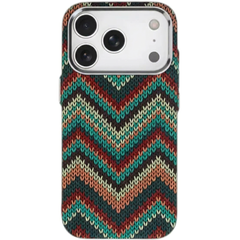 Southwestern Tribal Woven Case for iPhone | Carbon Fiber Texture MagSafe Cover with Alloy Lens Protection