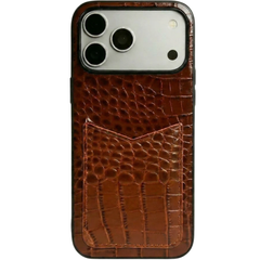 Leather Case With Card Holder For iPhone | Crocodile Pattern
