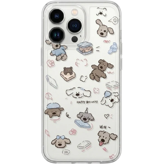 Transparent Cartoon Puppy Case For iPhone