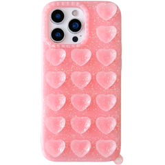 Trendy 3D Heart Suction Cup iPhone Case | Soft Silicone Hands-Free Mirror Selfie Cover